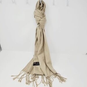 Cashmerefeel Scotland Design Fringe End Cream Scarf One Size